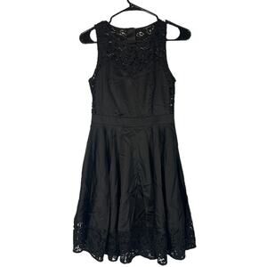 Mcginn Black Sleeveless Lace Applique Formal Sheath Dress Women Sz 2